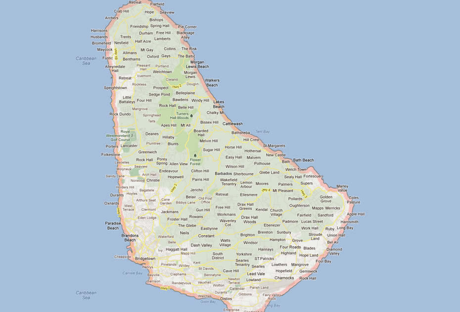 map of barbados